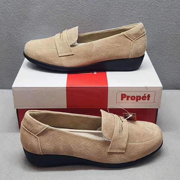 PROPET WOMEN'S YETTA BEIGE SUEDE LOW WEDGE LOAFER SZ 9 - NIB - Picture 2 of 8